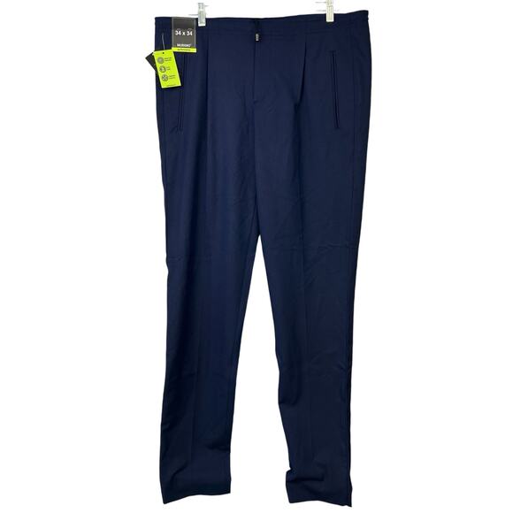 Murano Performance Pants Slacks 34x34 Navy Blue NEW Flat Front Dress Pants - Picture 4 of 8